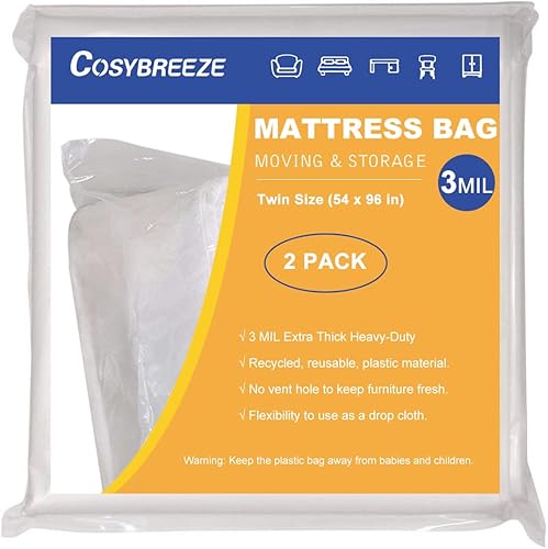 Miniatura 8 de Bolsas de colchón para mudanzas, 1 unidad Bolsa de almacenamiento de colchón de tamaño matrimonial  Funda protectora de colchón resistente