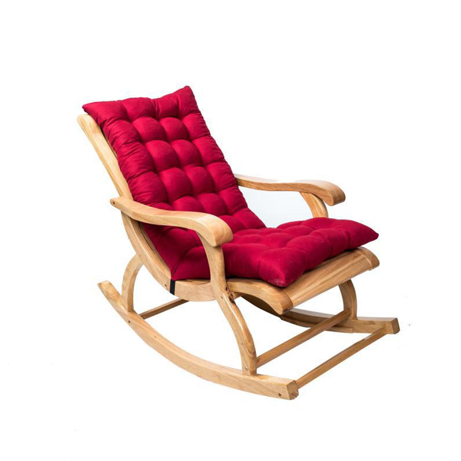 ENWIND Rocking Chair Cushions High Back Patio Chair Pad Indoor/Outdoor Lounge Chair Tufted Pad Replacement Seat Pillow with Ties for Garden Furniture,Red,120 * 50CM