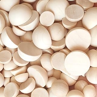 12/15/20mm Natural Unfinished Wood Beads Half Wooden Beads Small Half Round Wooden Balls for Paint DIY Craft 120pcs