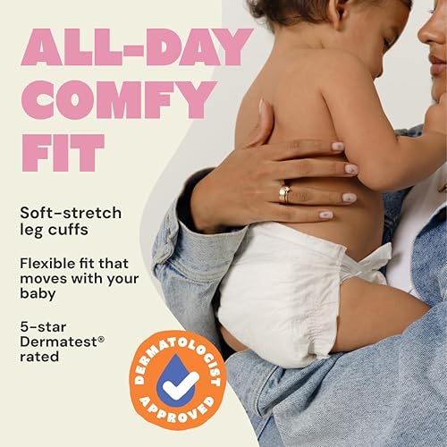 Miniatura 5 de DYPER Pañales para bebé talla 1 (216 unidades) A base de plantas, hipoalergénicos, sin fragancia y ultra absorbentes, pañales desechables para