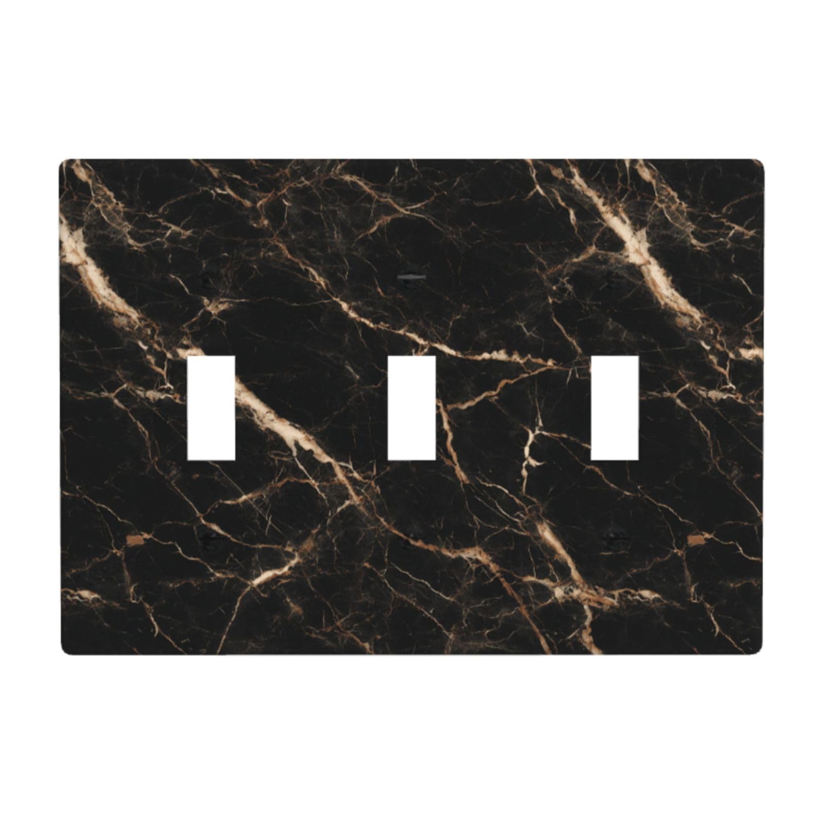 Black Beige Luxury Marble Light Switch Covers 3 Gang Triple Toggle Wall Plate Switchplate Electrical Faceplate for Bathroom Kitchen Bedroom Decor