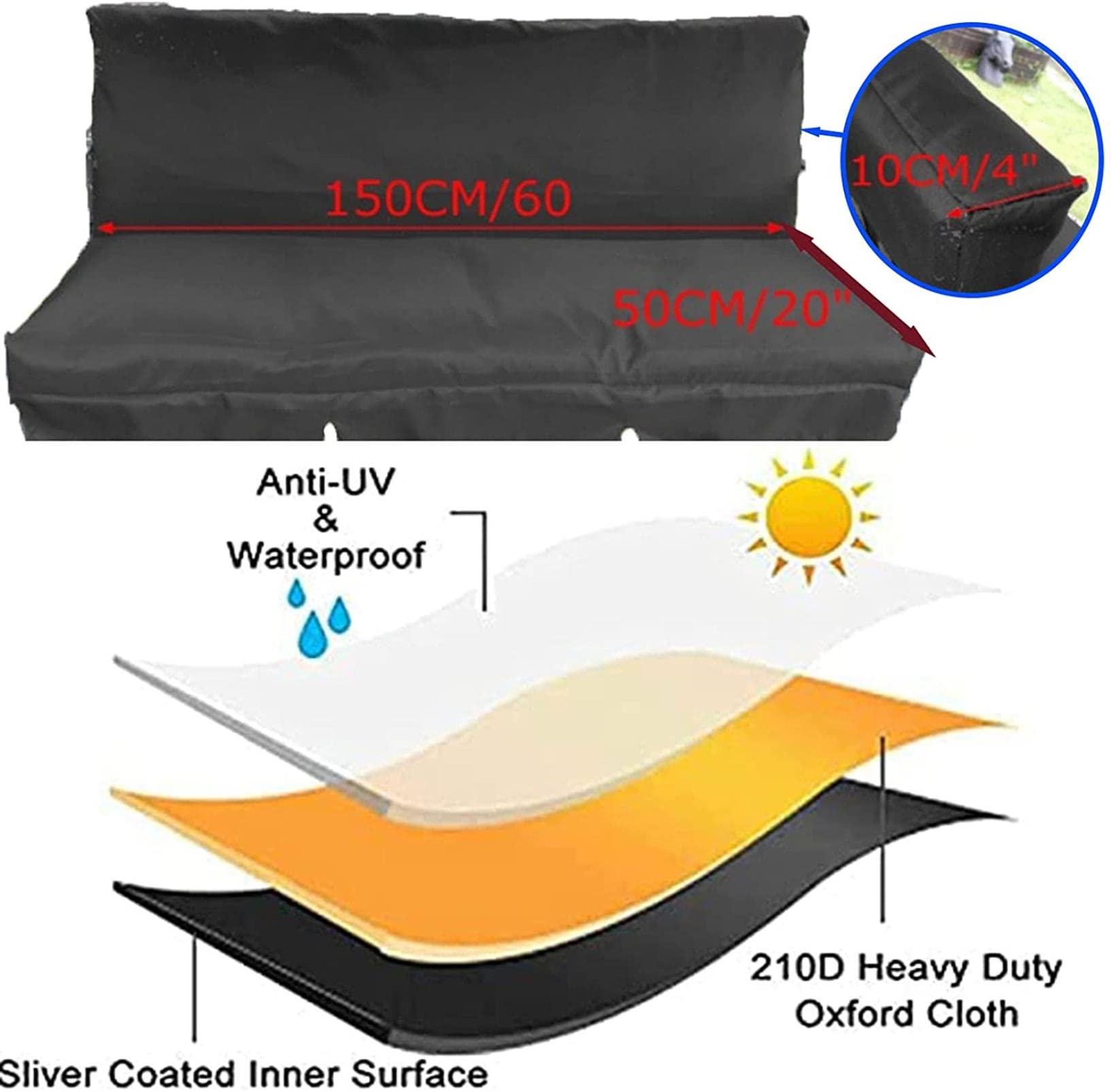 Toit de Rechange pour Balancelle de Jardin, Auvent de balancelle de patio, ensemble de housse de protection imperméable contre la neige, auvent de remplacement pour balancelle, protection contre les