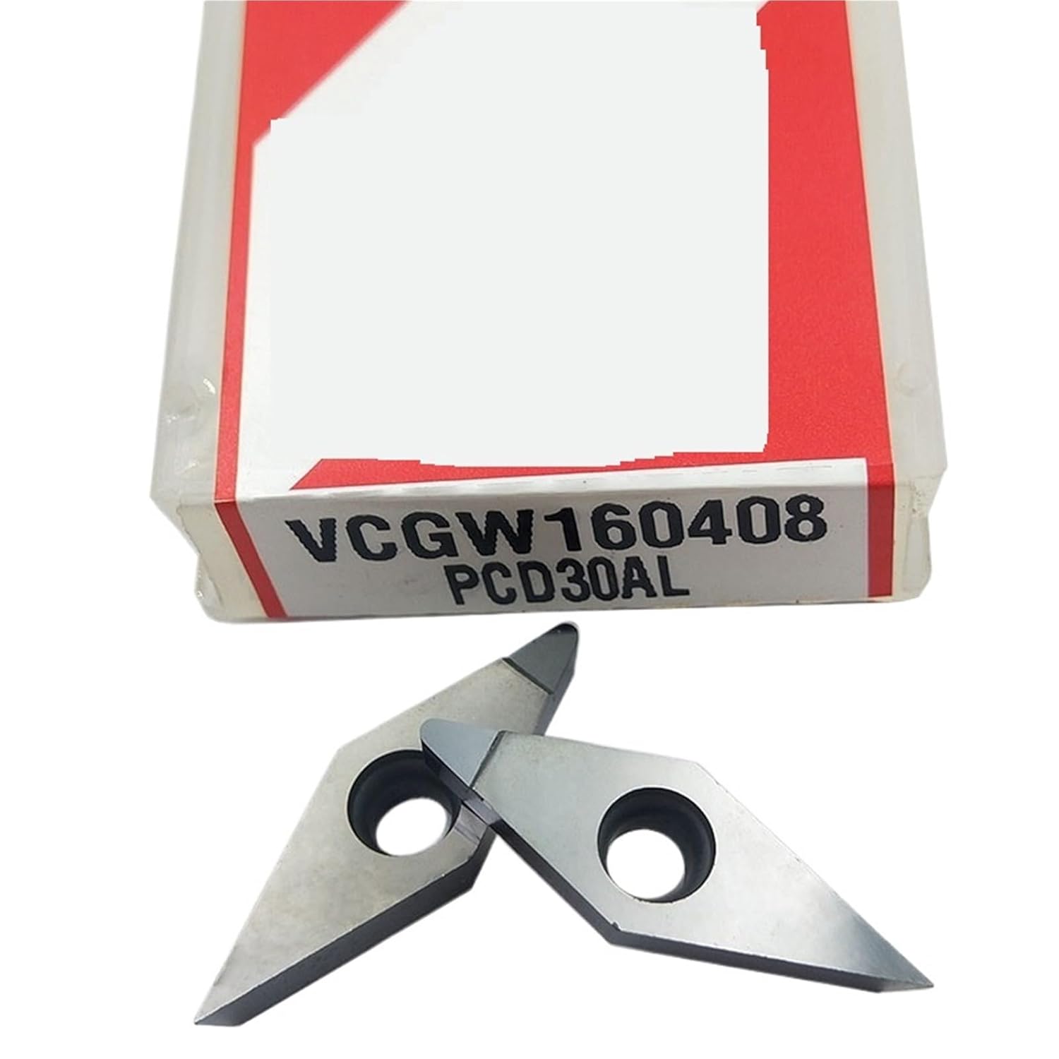 Lathe bits Cutter Inserts VCGW160402 PCD30 / VCGW160404 PCD30 / VCGW160408 PCD30 / VCGW160412 PCD30 Polycrystalline Diamond Turning Inserts for Aluminum(1PCS,VCGW160412 PCD30)