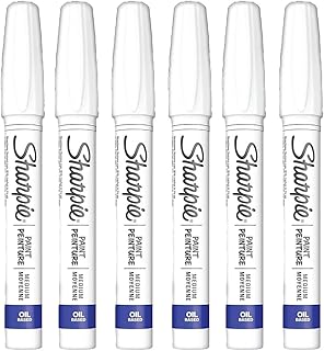 Sharpie Oil-Based Paint Marker, Medium Point, White Ink, Pack of 6
