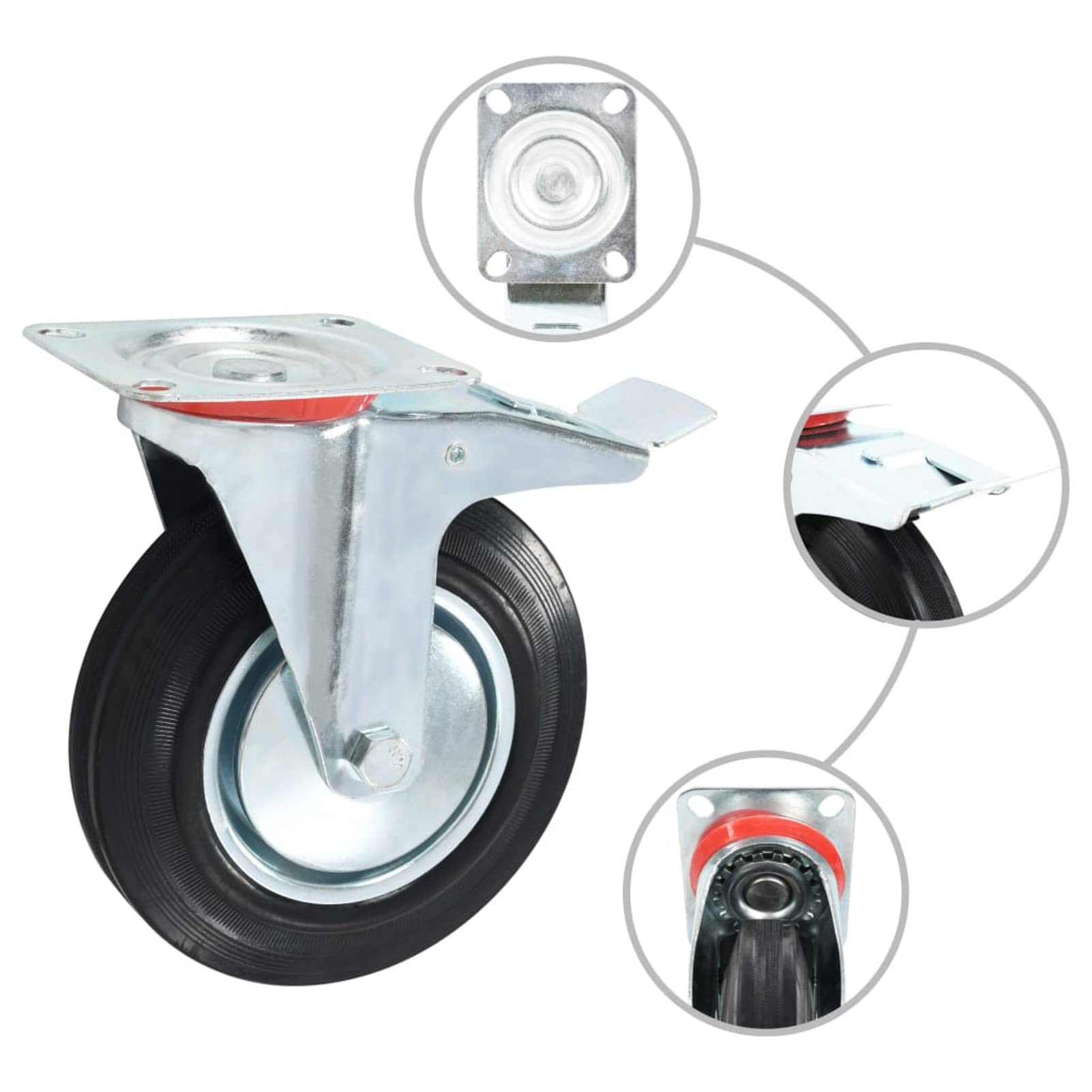 ShGaxin Lenkrollen 4 STK. 200 mm, Transportrollen, Rollen Werkbank, Lenkrollen Für Möbel, Möbelrollen, Strandkorbrollen, Rollen Für Schirmständer,