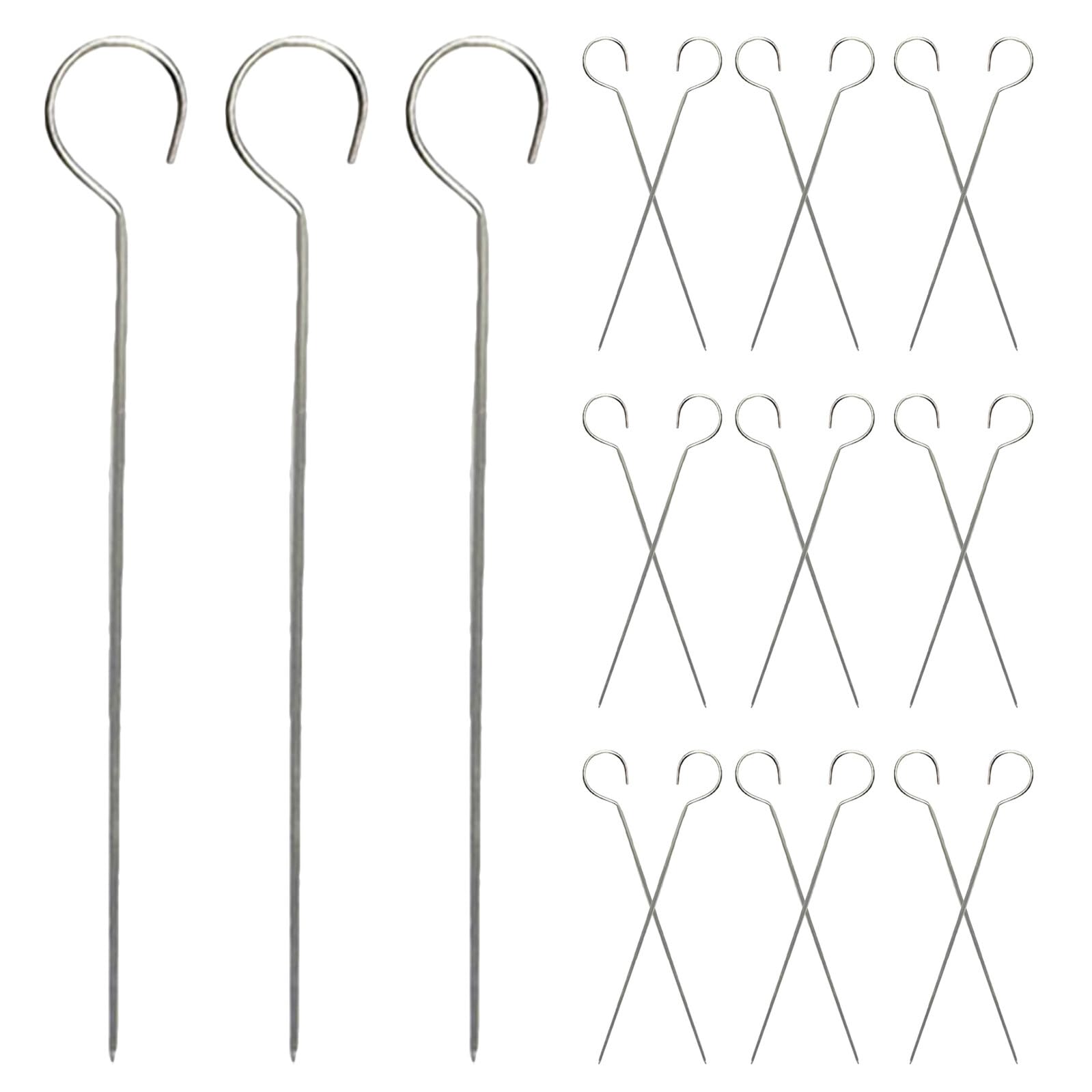 50 Pinchos Metálicos de Acero Inoxidable para Barbacoa Reutilizables Tamaño 25X15 CM Diseño Punta en Forma de Pato para Horno y Freidora de Aire Ideales para Asar Carne y