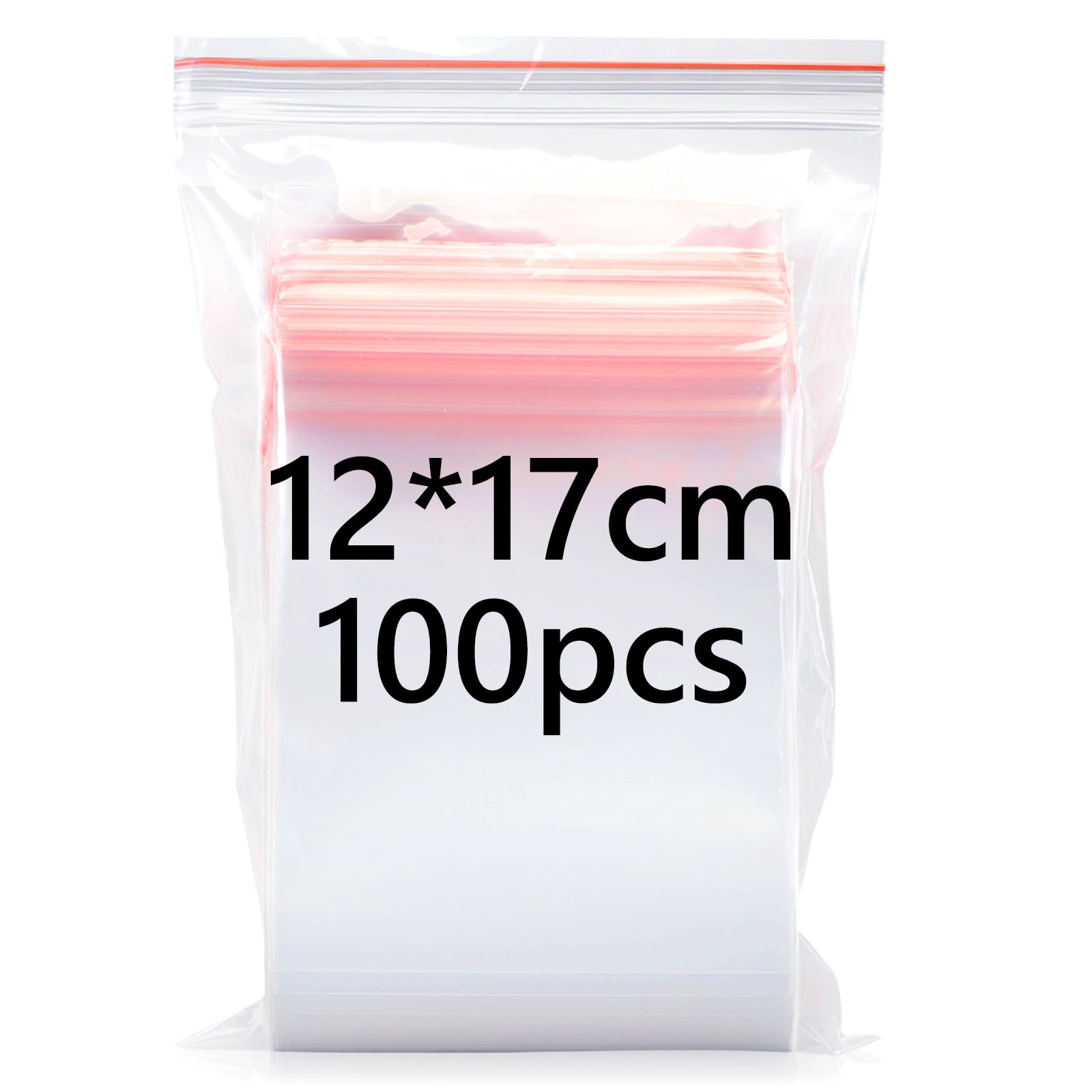 12x17cm Resealable Clear Plastic Bags, 100Pcs Small Grip Seal Bags, Thickening and Durable, Sealable for Kitchen Storage, Office Supplies, Stationery Storage ect.