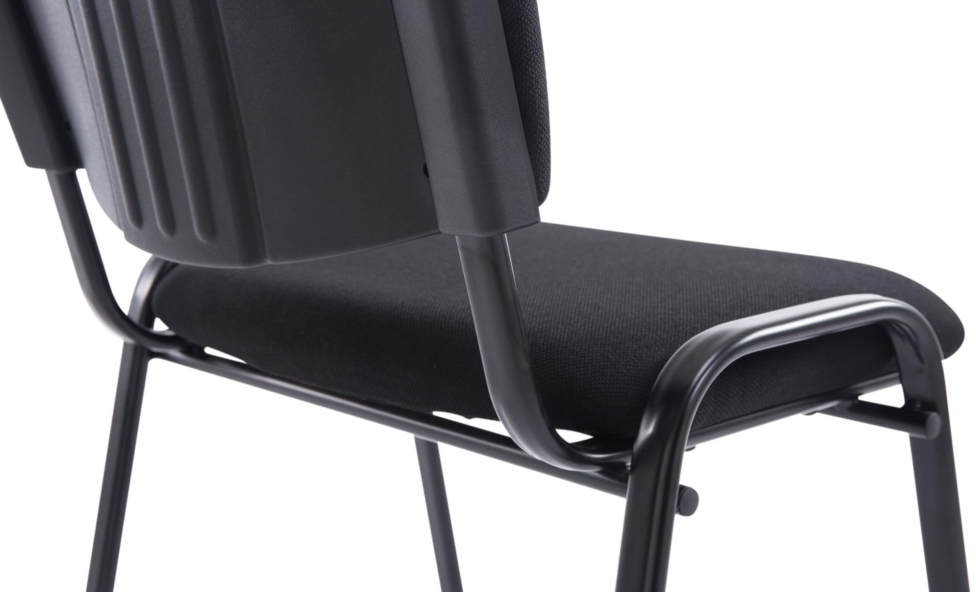 CLP Chaise De Visiteur Empilable Ken XL Tissu I Chaise De Salle D'Attente avec Dossier Et Assise Rembourrés I Piètement Métal Noir Mat, Couleur:Noir