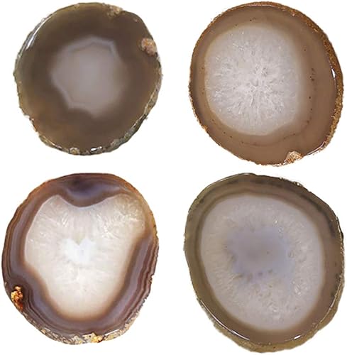 Miniatura 16 de JIC Gem Posavasos de ágata de color teñido extra mixto de 4 a 5 pulgadas, posavasos de geoda natural pulidos, rebanados con parachoques de goma EX.