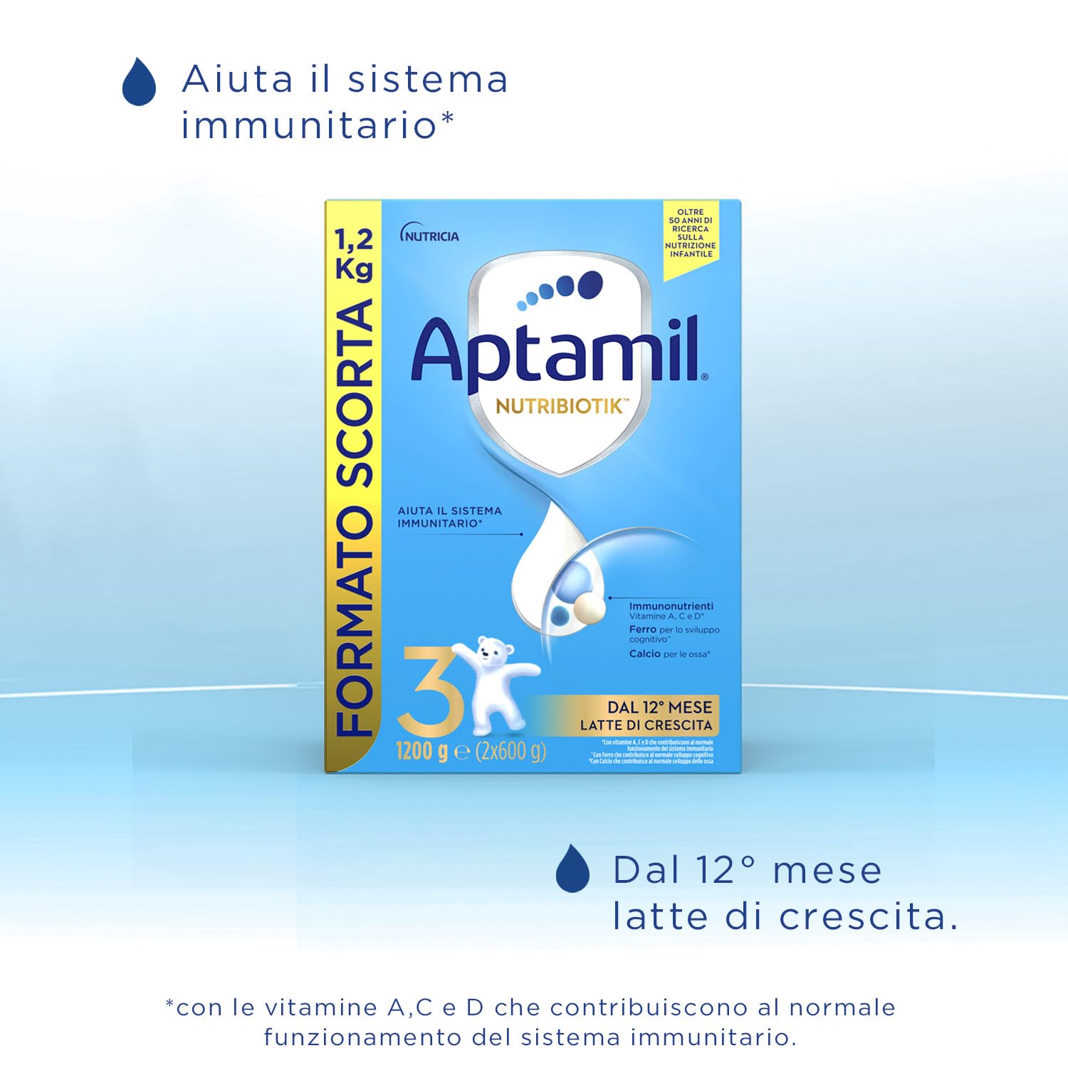 APTAMIL 3 - Latte in Polvere per Bambini dal 12° mese - 3600 grammi (3 confezioni da 1200g)