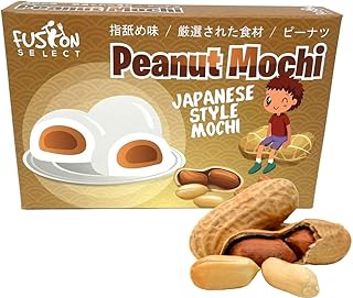 Fusion Select Mochi Daifuku Snacks - Traditional Japanese Rice Cakes with Filling - Flavored Asian Sweet Desserts for Family - Chewy and Soft Texture (Peanut)