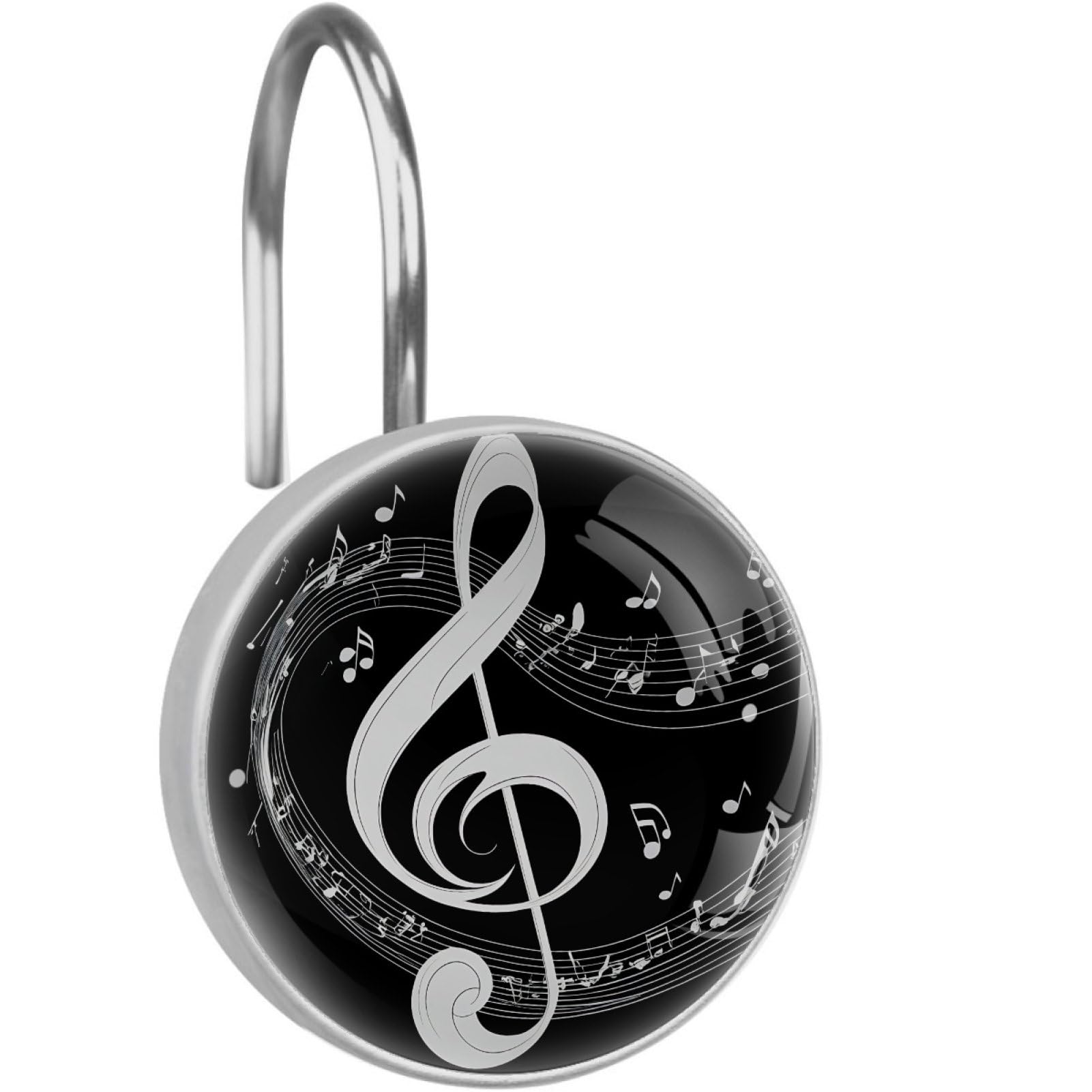 VAPOKF Decorative Shower Curtain Hook: Musical Notation Rustproof Stainless Steel Shower Curtain Ring for Bathroom - Shower Curtain Hook & Hangers - Set of 12