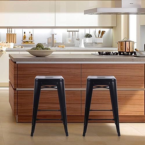 Miniatura 264 de GIA Taburete de mostrador sin respaldo de 24 pulgadas, cantidad de 4, bronce con asiento de madera clara Negro -,Café,Gris,gris, (Gun