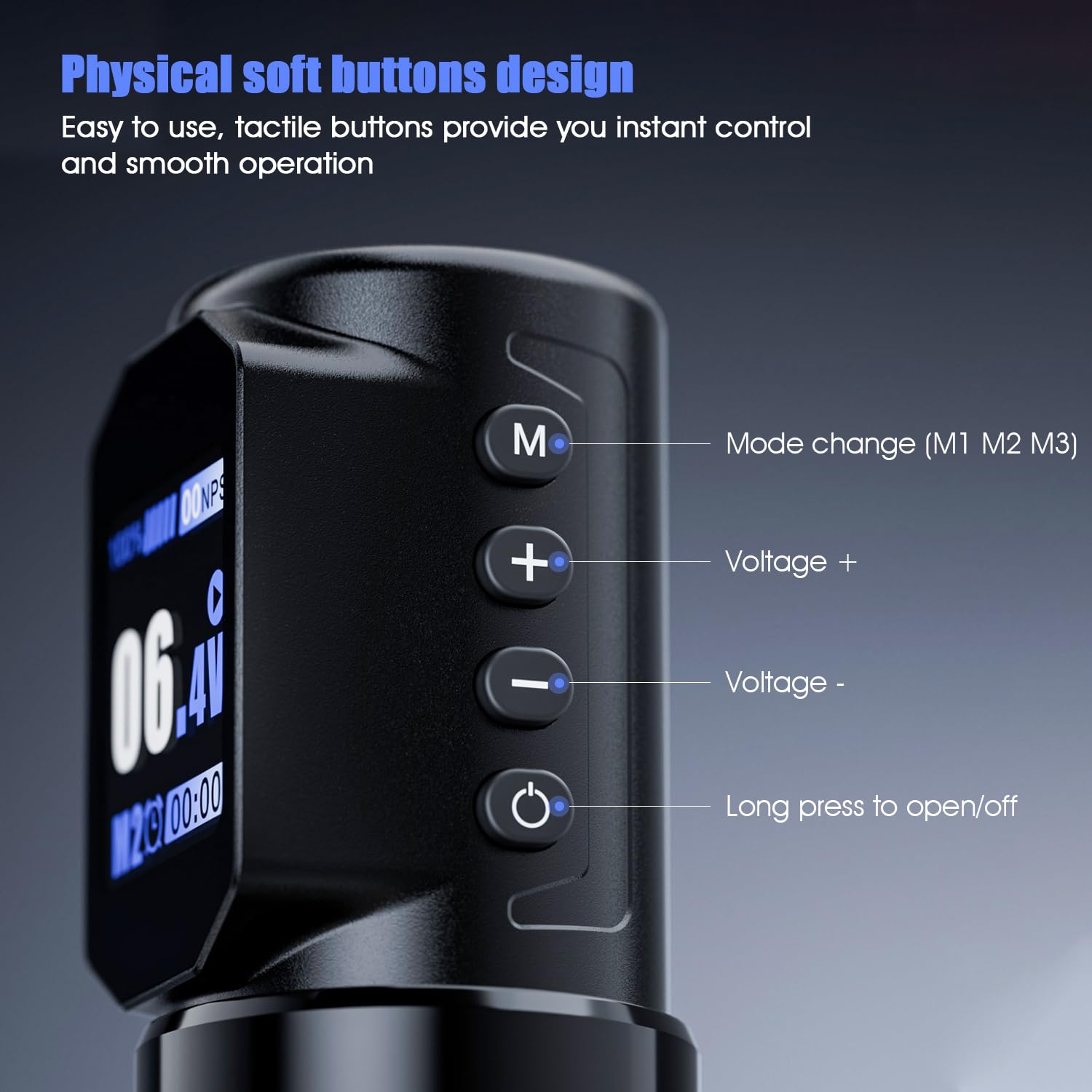 Biomaser Komplettes Kit mit 2200mAh Batterie Wireless Rotary Pen 20 Stück Kartuschen-Nadeln Digitales LED-Pen-Maschine 4,5 mm Hub Länge Kabelloser Maschinen-Pen für Anfänger