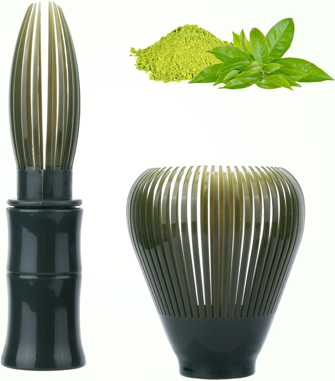 Resin Matcha Whisk, 4.53x2.17in Reusable Matcha Whisk Chasen Brush Easy to Clean Matcha Stirrer Green Tea Brush Tools Whisk for Stirring Making Tea (Green)