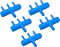 Vista 10 de uxcell 5 unids 0.315 in a 0.217 in 2 vías línea de aire tubo divisor conector pecera tanque oxígeno tubo aire adaptador para acuario, azul