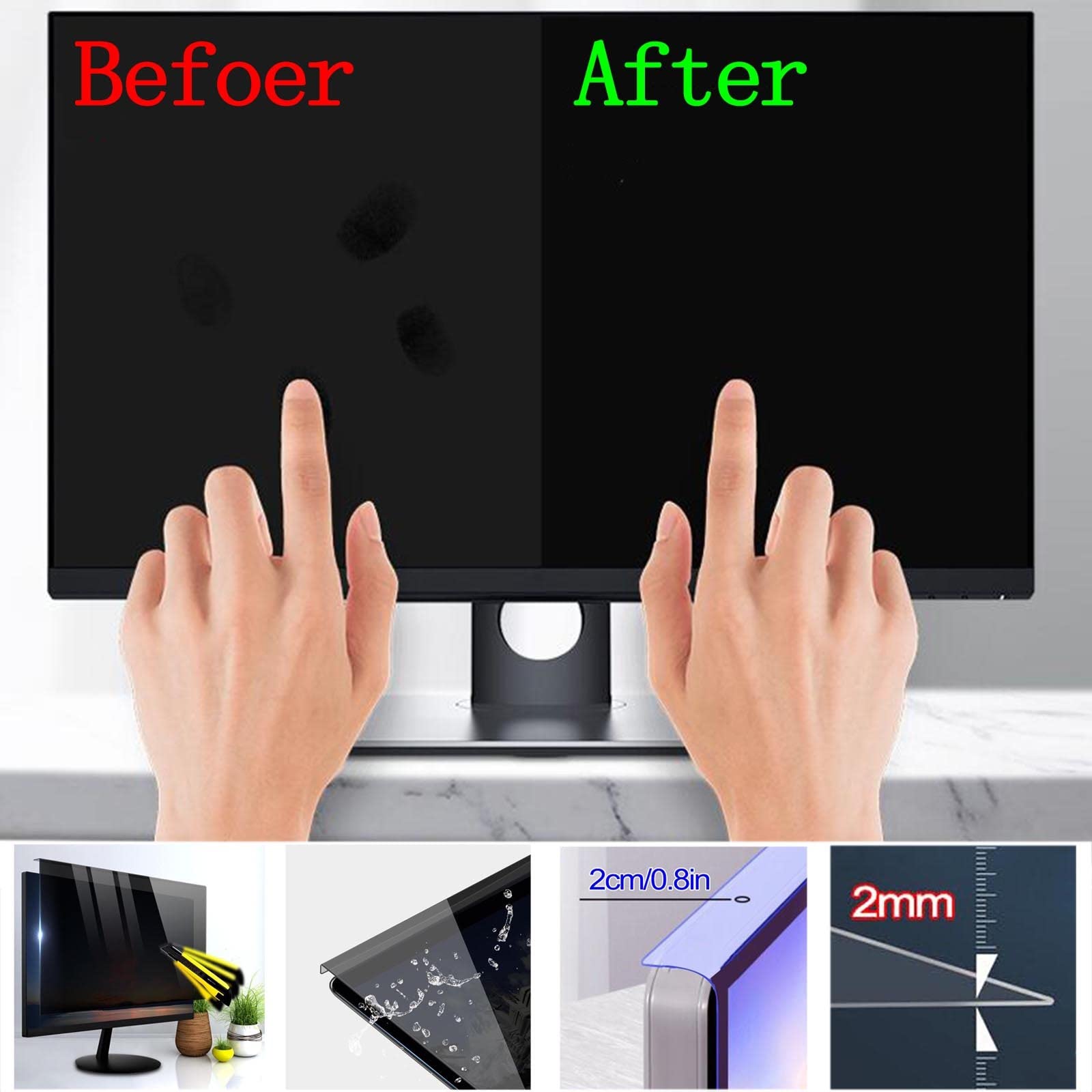 Filtro de privacidad para pantalla de ordenador, Protector de pantalla de privacidad for computadora, reducción de deslumbramiento con filtro de luz azul colgante de 12,5-27 pulgadas(18.5in/47cm)