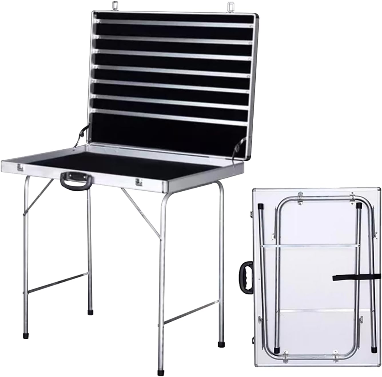 Portable Large Aluminum Jewelry Display Cart, Foldable Jewelry Storage Organizer Box with Wheels, Mobile Small Item Show Display Case, for Market Stalls, Boutiques, Studios (70x50cm/27.6x19.7in)