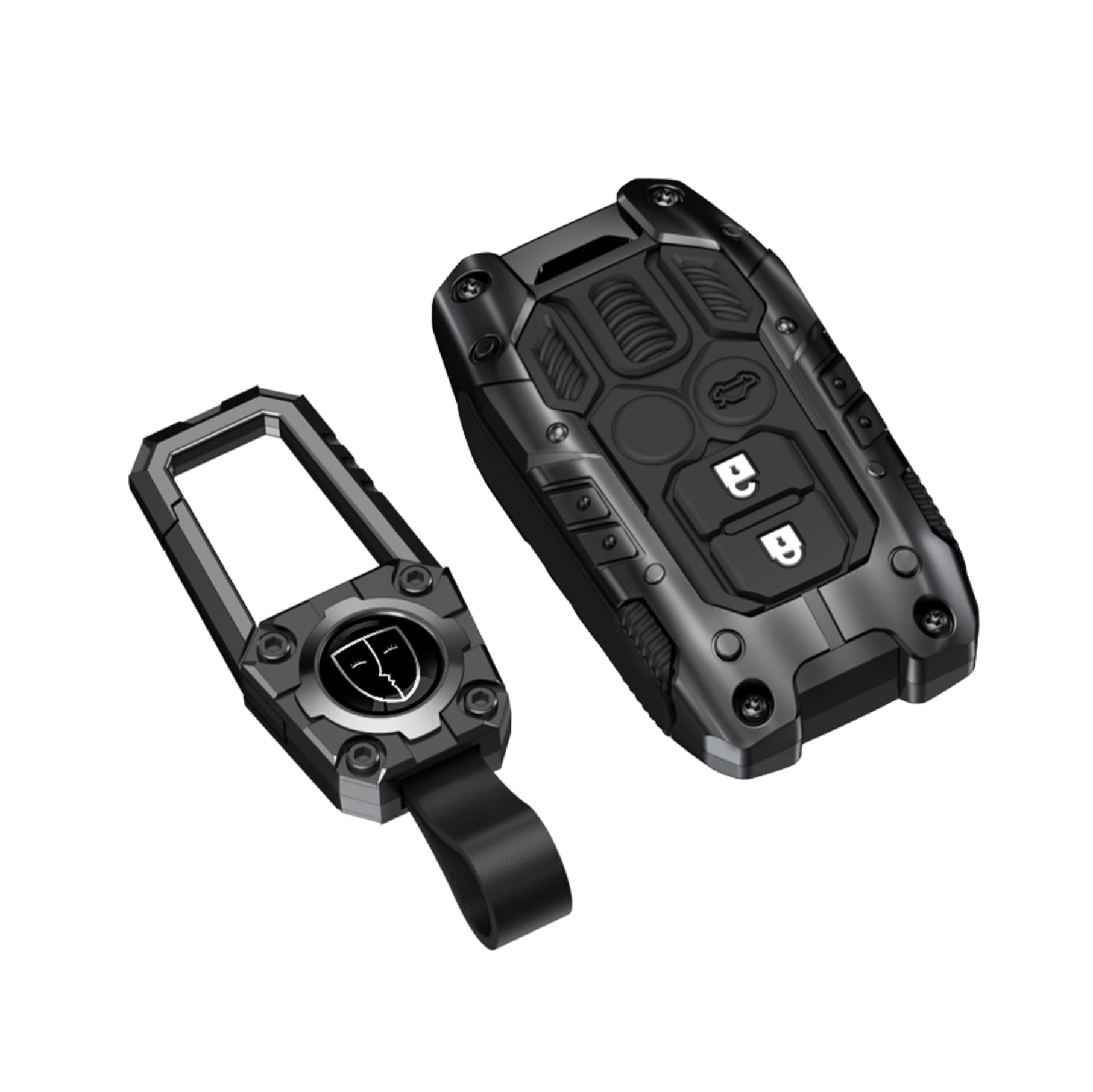 STYLEOBJECTS Luxury Metal Waterproof Silicone Car Key Cover with Keychain |Transformer Style 2/3-Button Smart Key | Compatible with Suzuki Grand Vitara, Fronx, Jimny, Ertiga, XL6, Baleno&Brezza Black