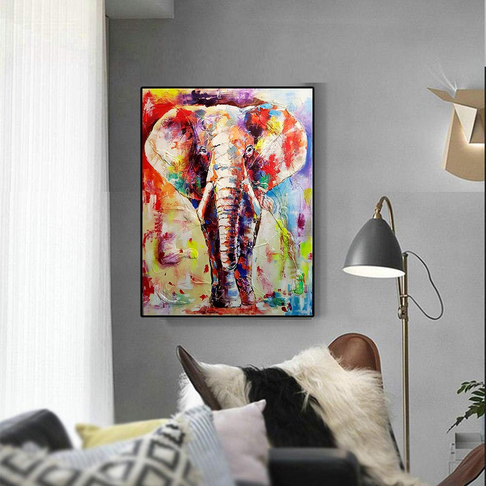 Amazon.co.jp: JSWHPカラフルなアフリカゾウのキャンバス絵画