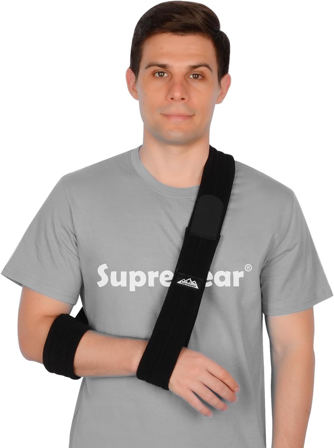 SupreGear Arm Sling, Adjustable Lightweight Comfortable Shoulder Immobilizer Arm Sling Breathable Medical Shoulder Support for Injured Arm/Hand/Elbow - 71 inch (Black)