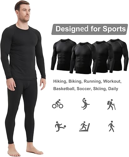 Vista 4 de Paquete de 45 camisas de compresión térmica para hombre, manga larga, caza, correr, capa base, equipo para invierno y clima frío