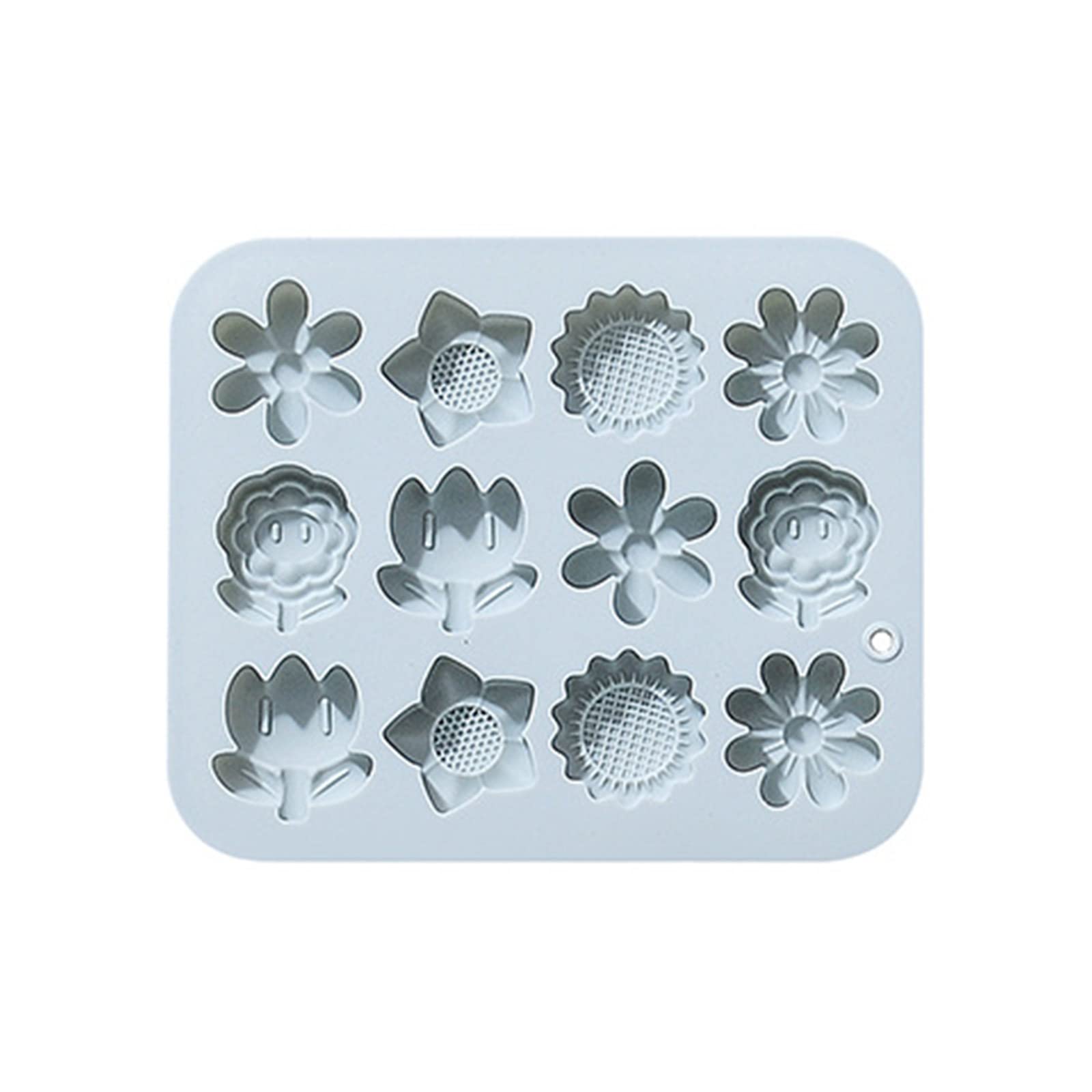 MALSSE 12 Holes Chocolate Flower Shaped Baking Molds Fondant Silicone Cake Mold for Baking Lover Silicone Fondant Molds Christmas