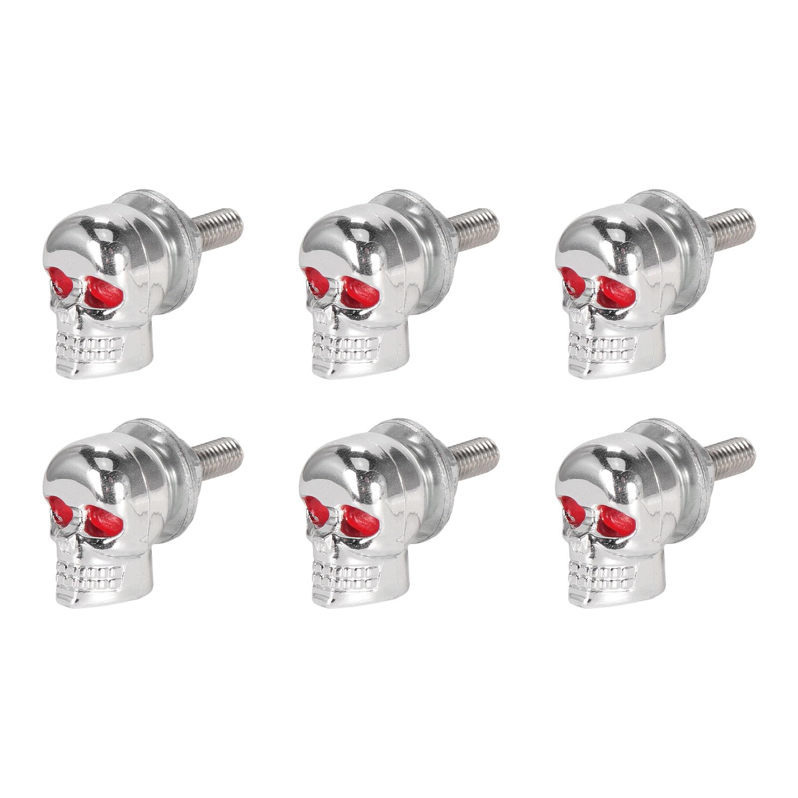 Elnwnnkc Silver Motorcycle License Plate Mounting Screws 6Pcs Skull Head Bolts Not Theft Aluminum Hardware For Car Truck Automotive Skull Designs Not Theft License Bolts