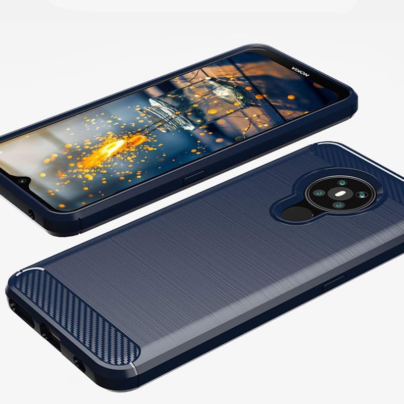 Image of NPRC Hybrid Ultra Slim Protective Case TPU Non-Slip Carbon Fiber Texture Shockproof Case Cover for Nokia 5.3 - Blue