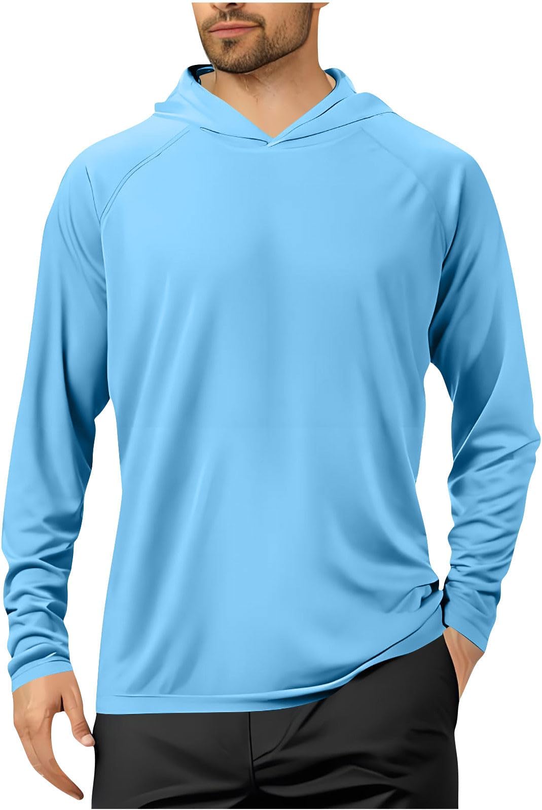 Hoodie Mens Lightweight Sport Long Sleeve T-Shirts Wicking Dry Moisture Wicking Blouse Light Thin Workout Running Gym Tops Sun Protection Hoody Work Shirts Outdoor Athletic Tee Top