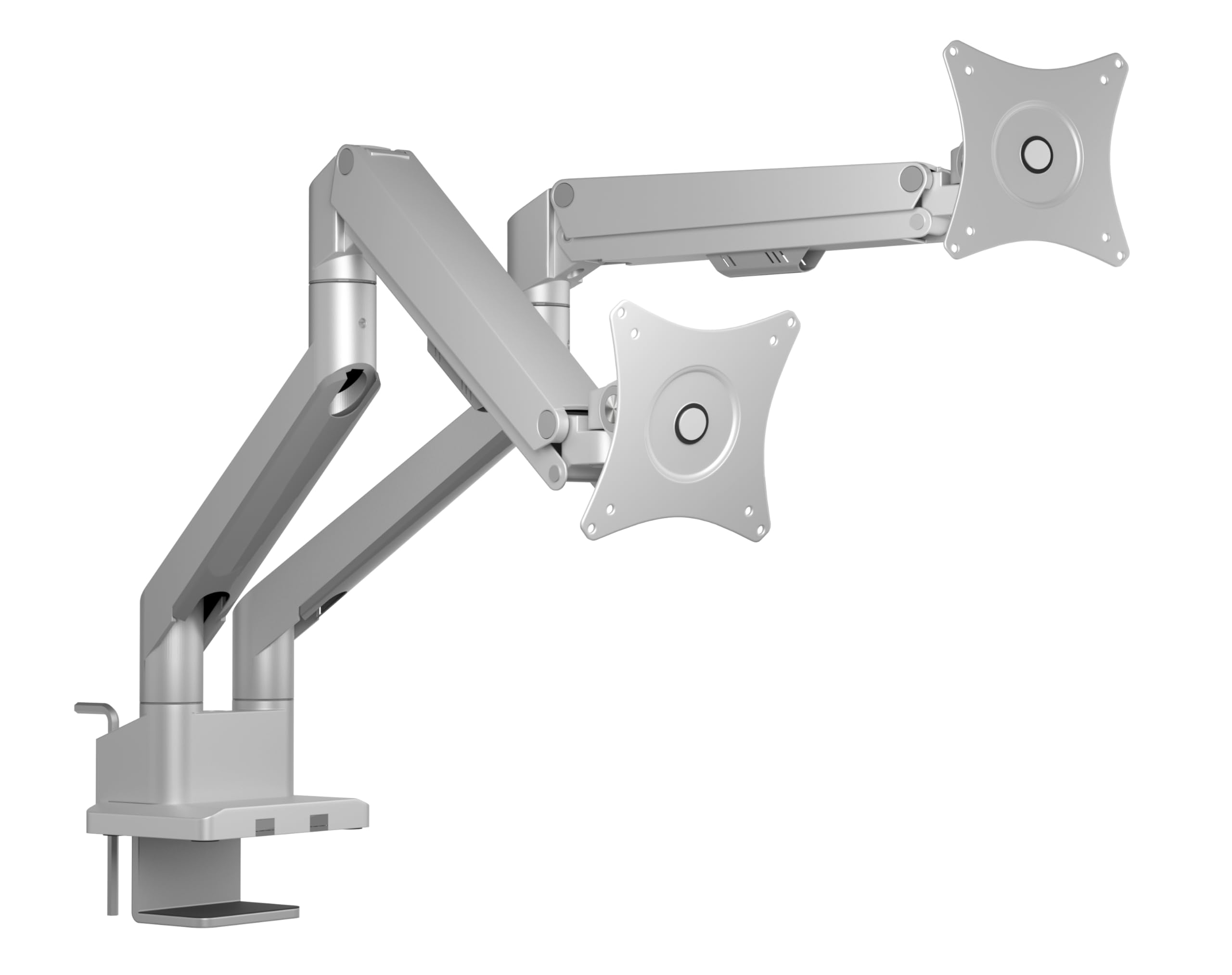 ICY BOX Dual Monitor Stand - Adjustable Height For 2 Screens (17" To 32"), VESA 75x75/100x100, Cable Management