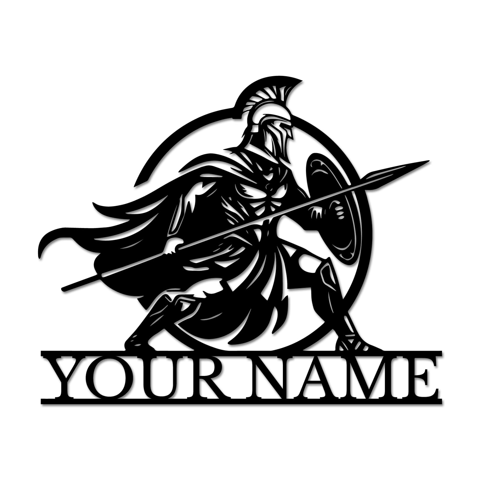 Personalized Spartan Warrior Metal Wall Art, Custom Greek Hoplite Sign, Man Cave Decor, Battle-Ready Plaque, Father's Day Military Gift (Style-4)