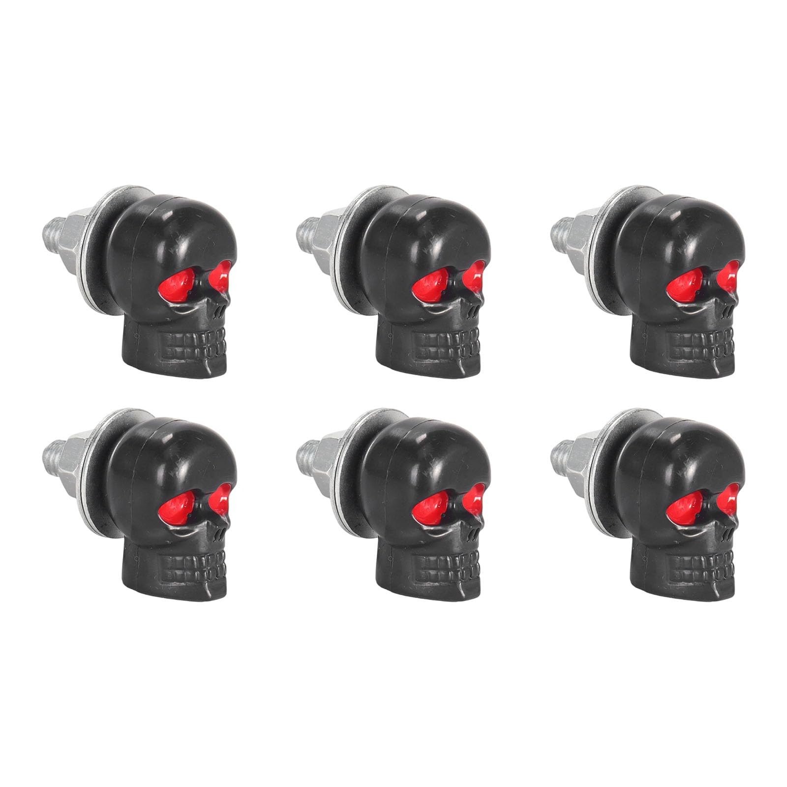 Elnwnnkc Black Motorcycle License Plate Mounting Screws 6Pcs Skull Head Bolts Not Theft Aluminum Hardware For Car Truck Automotive Skull Designs Not Theft License Bolts