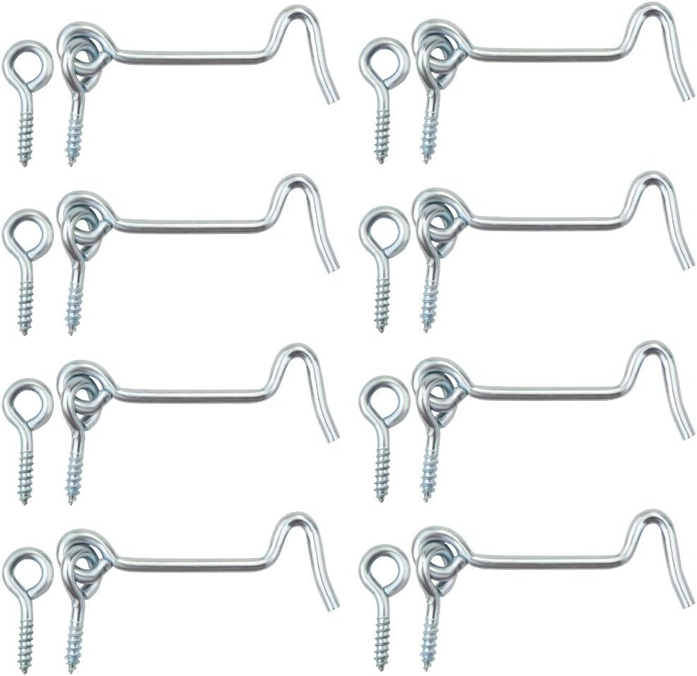 8 Pcs 2.5 inches Cabin Hook Eye Latch Gate Door Swivel Window Door Hook with Mounting Screws (Silver, 2.5 inches)