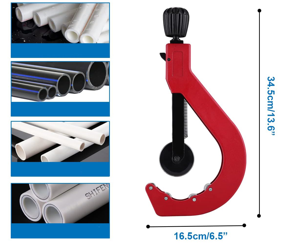Tubo de 50-120 mm para tubos rígidos PVC PE PPR aluminio y cobre con mango antideslizante