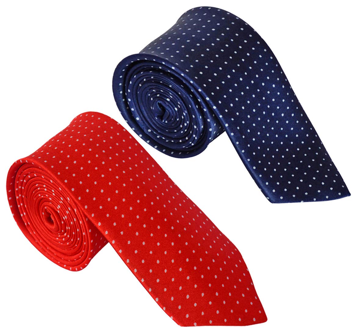 men's red and navy blue color with white doted narrow Tie (pack of two)-image-35
