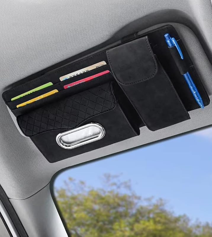 Organizador para Para-Sol Automotivo em Camurça Preta com 7 Compartimentos LASASTORE LX 777