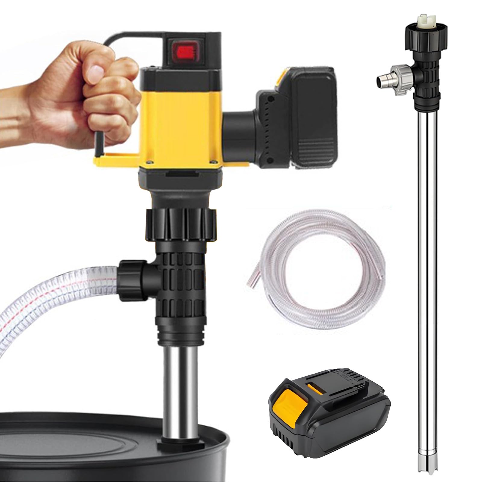 Pompe de transfert de carburant électrique – Pompe de transfert d'huile portable avec 3 vitesses réglables et deux batteries de 10 000 mAh pour diesel et kérosène