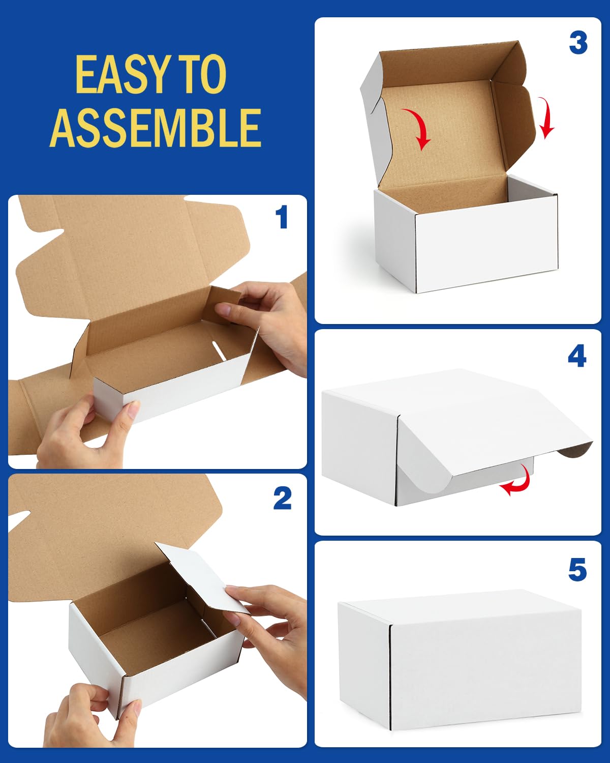 Versandkartons in verschiedenen Größen, 45 Stück, 6 x 4 x 3 & 7 x 5 x 2 & 9 x 6 x 2, kleine Versandkartons, weiße Wellpappe, zum Verpacken von Kleinbussen