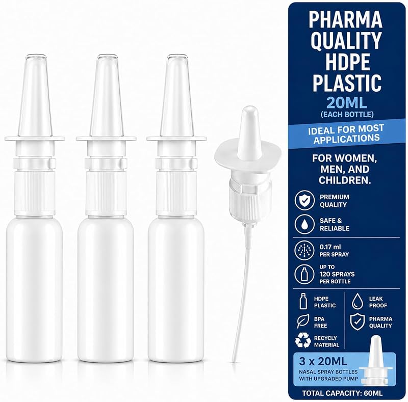 JULLY! Frascos pulverizadores recarregáveis de 20 mL em HDPE, conjunto com 3