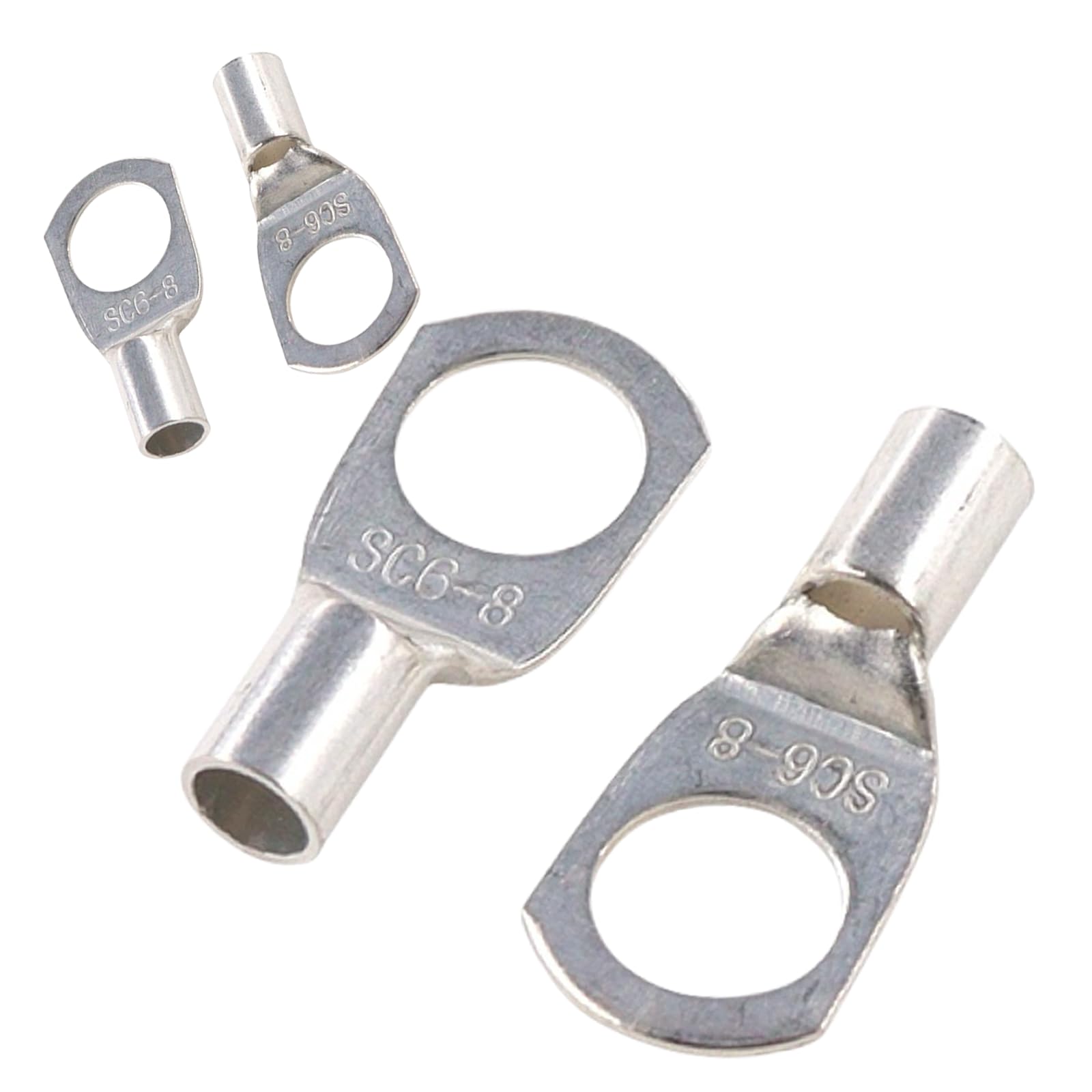 JOYELEC 78Pcs SC6-8 Tinned Copper 6.0mm² Cable Lugs M8 Battery SC Ring Crimp Terminals Connectors for Electric, Auto, Boat, Car,Battery Cable Ends Lugs, Bolt Hole Crimp Terminals Connector