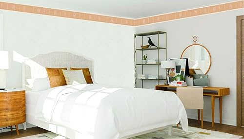 Miniatura 2 de Dundee Deco DDAZBD9089 - Borde de papel tapiz para despegar y pegar, diseño retro de puntos blancos tostados, 15 x 7 pulgadas (1.8 x 7.0 in),