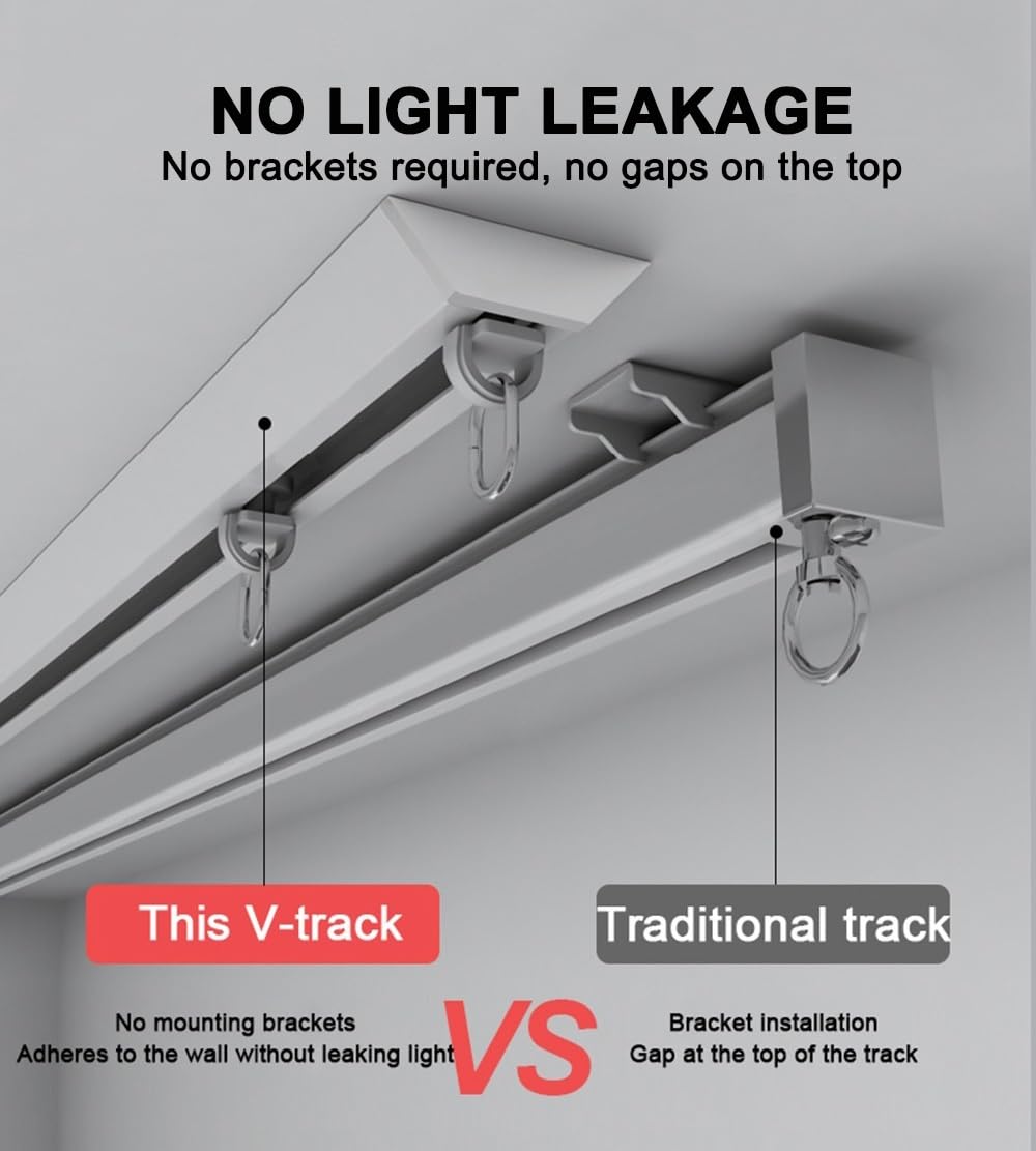 Binario per tende da soffitto, a forma di V, pieghevole, a 90°, per tende, soluzione per la casa e la privacy