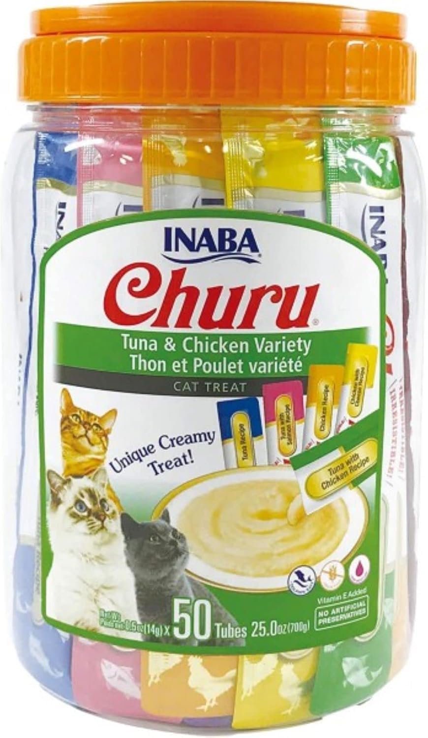 Churu by INABA Cat Treat - Variety Bucket 700g (50 x 14g) / Tuna & Chicken