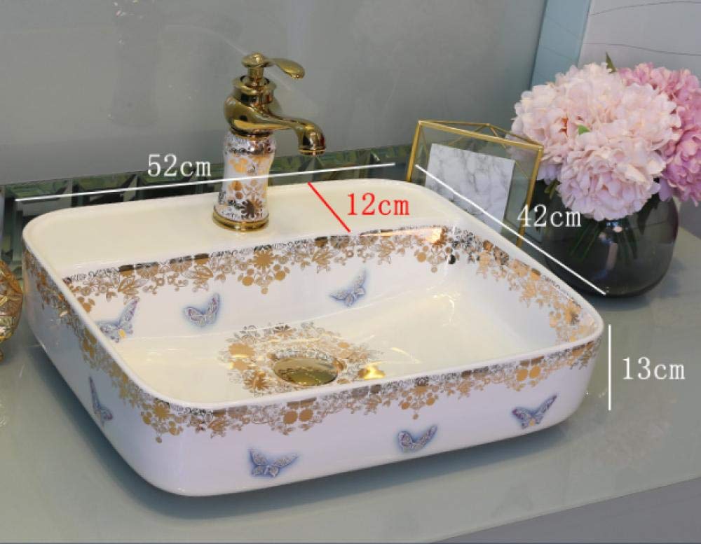 Umywalka łazienkowa, umywalka na blat ceramiczny zlew na blacie, zlew artystyczny, kwadratowy obraz zlew ceramiczny, tylko umywalki łazienkowe