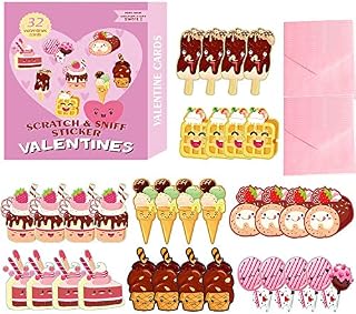 Adisno Valentine's Day Cards, Valentine's Day Gifts for Kids, 32PCS Cards+ Stickers+Envelopes, Valentine Cards, Valentine's Day Crafts for Kids for Valentine Decor, for Valentine's Day Supplies