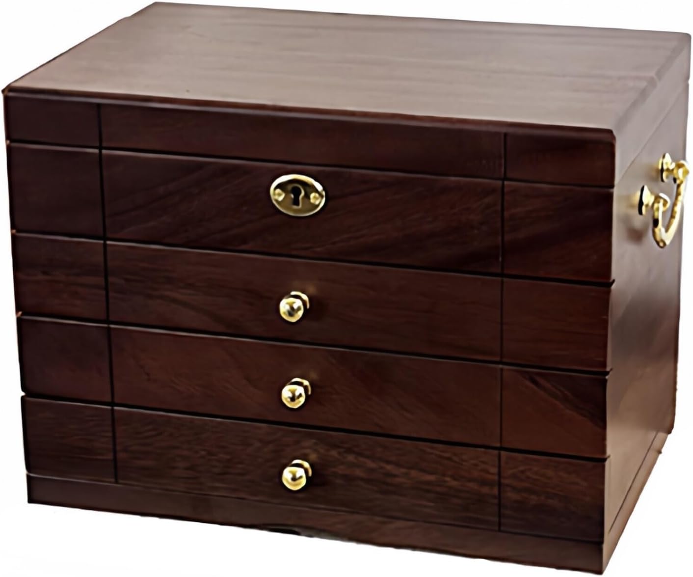 Jewelry Rack Walnut Jewelry Box with Lock Multi-Tier Storage