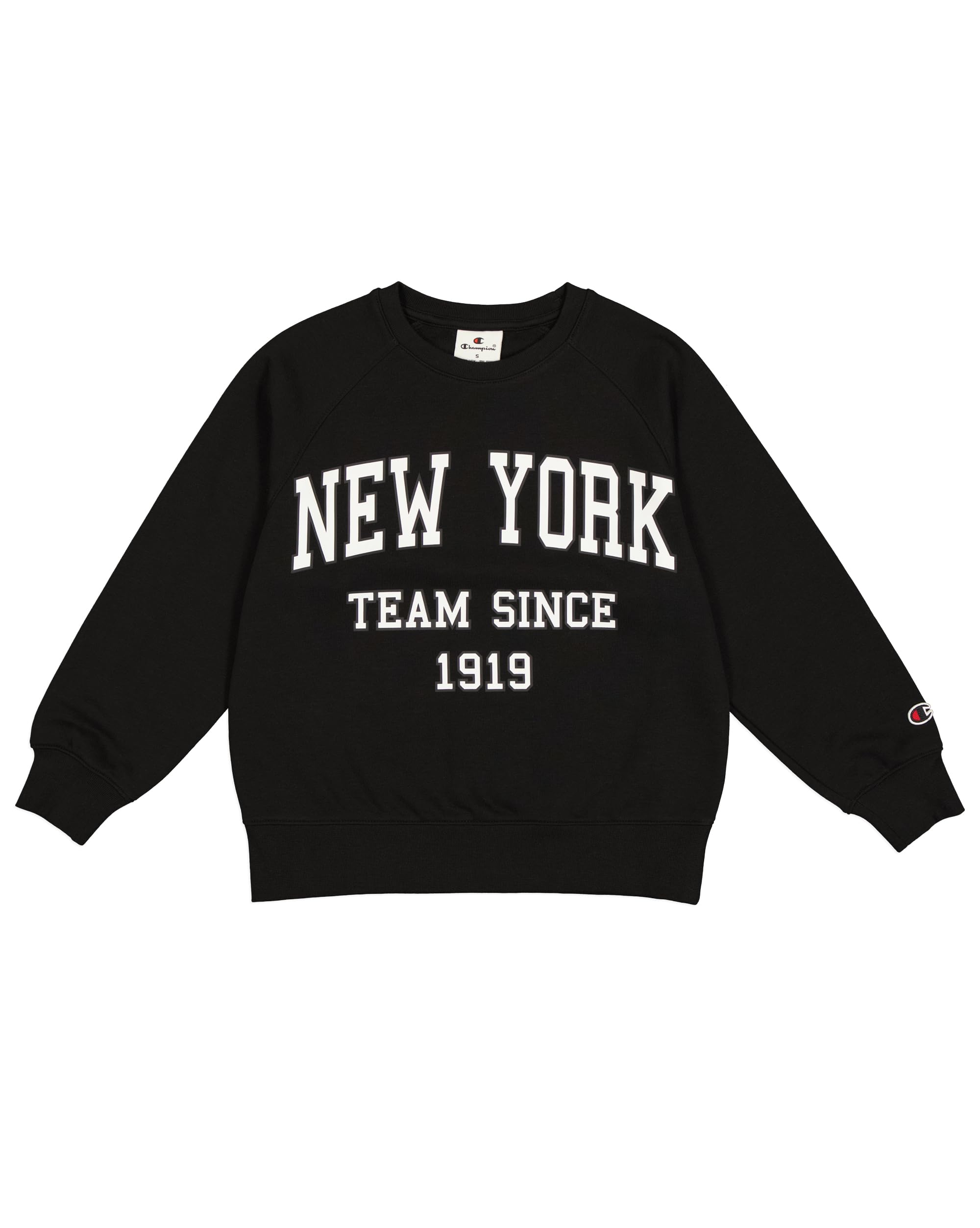 Champion Girl's Legacy Script Shop G (405044) -Ultra-Light Soft Compact Powerblend Fleece Crewneck & Rib Cuffs Tracksuit, Black (KK001), 13-14 Years