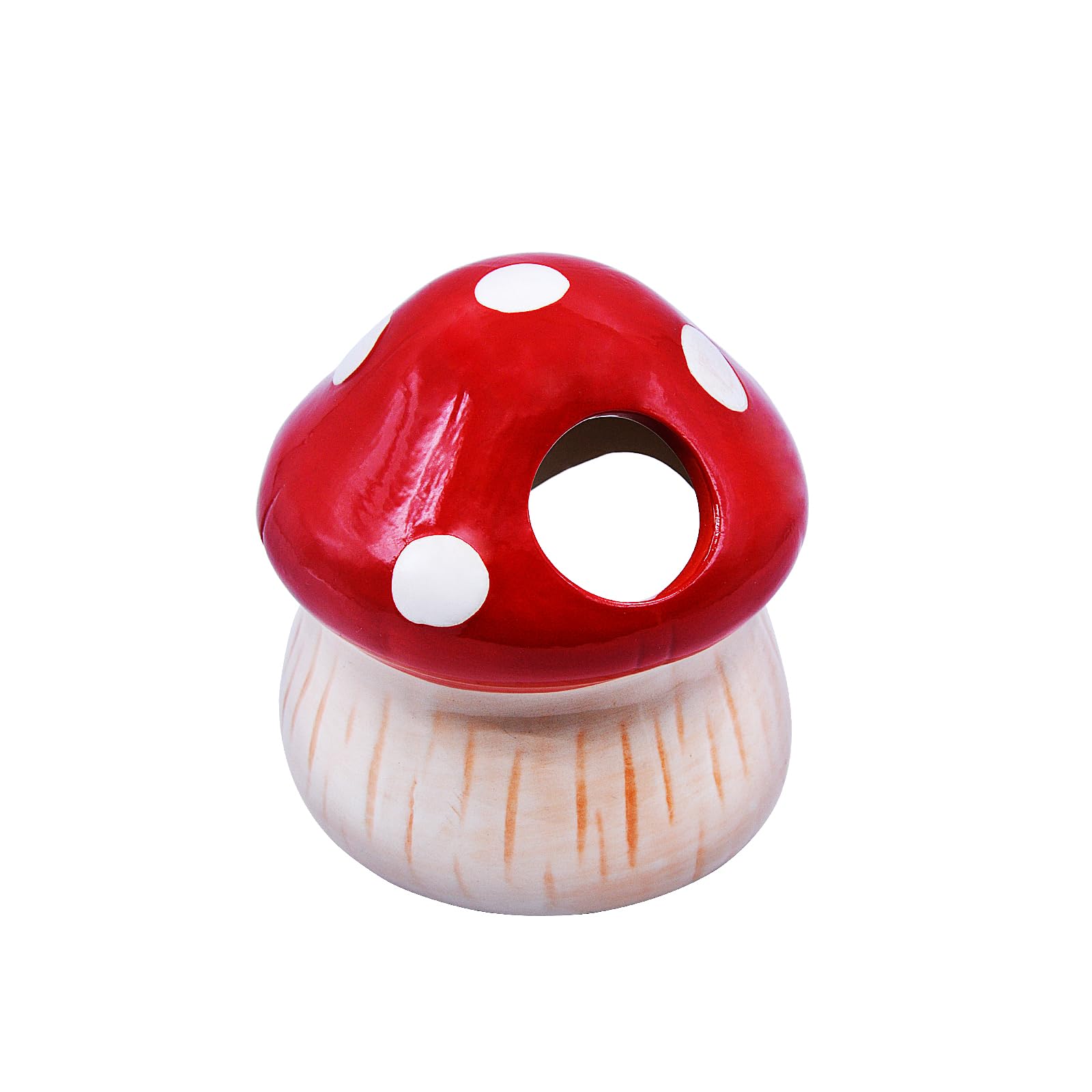 Uotyle Ceramic Fish Tank Accessories Cute Mushroom House Aquarium Decoration Hideout Cave Decoration for Small Fish Shrimp (Red) - Image 3