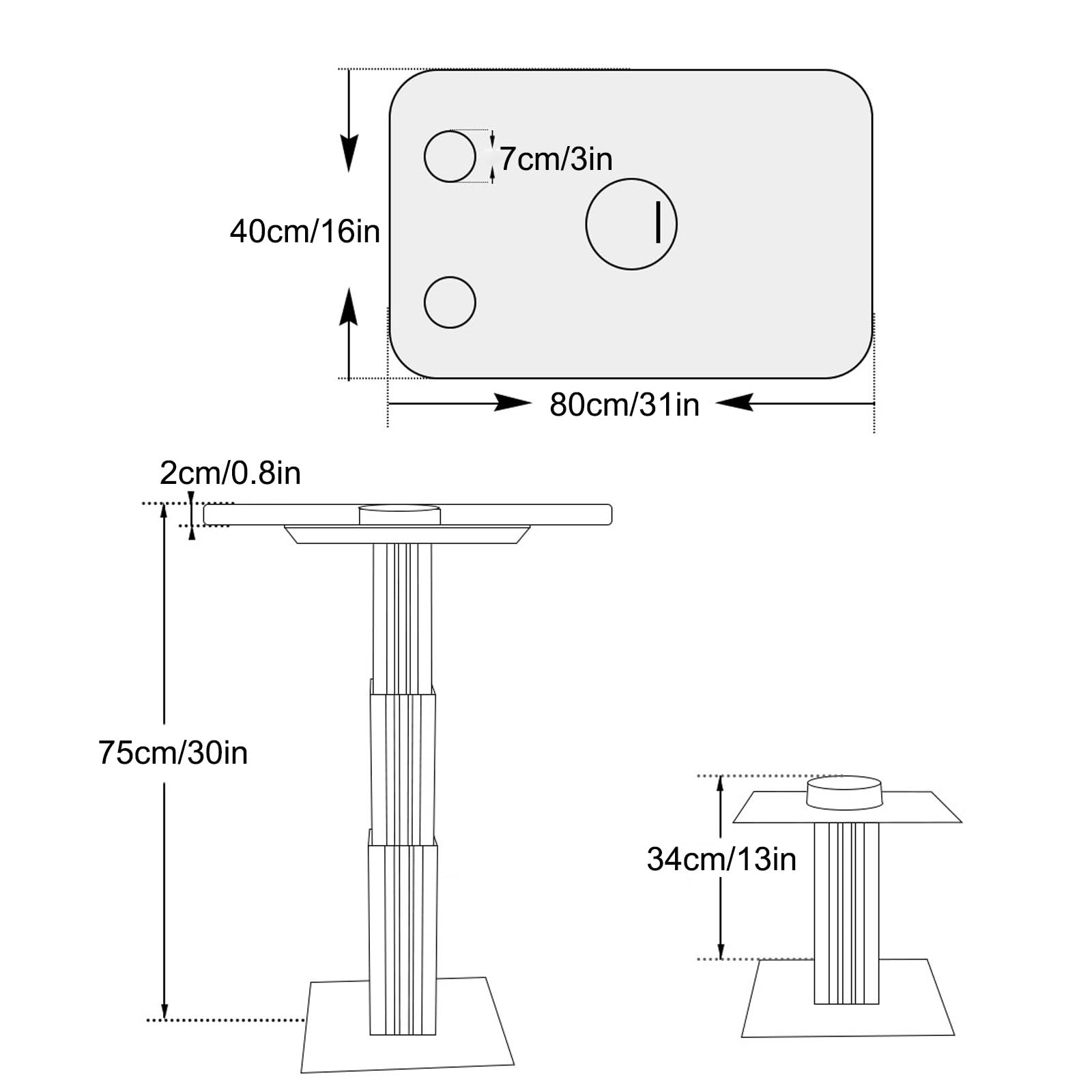 Tavolo da pranzo pieghevole regolabile, in legno massello con bordo in metallo, perfetto per camper, yacht e uso commerciale, altezza 76,2 cm, larghezza 33 cm
